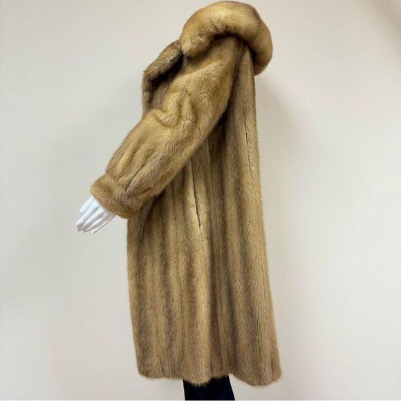 Vintage Natural Autumn Haze Oversized Collar Letout Mink Genuine Fur Coat - Picture 6 of 17